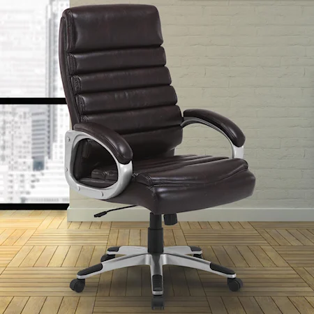 Contemporary Desk Chair with Split Back and Rounded Arms